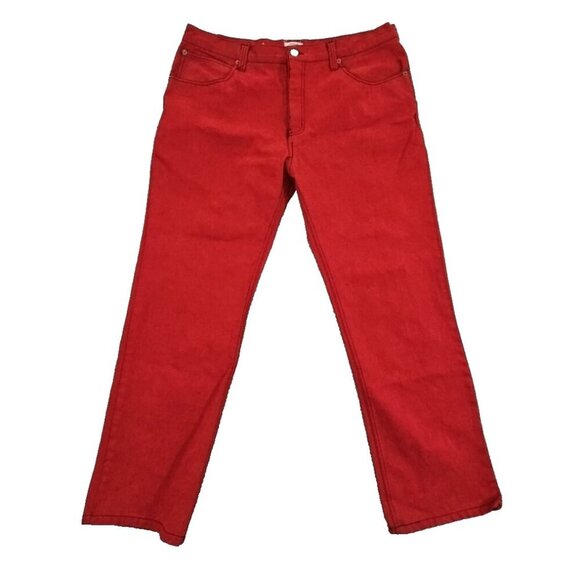 Noiz Jeans Men's 40 x 32 Red Straight Leg Black Contrast Thread Streetwear EUC - Picture 1 of 10